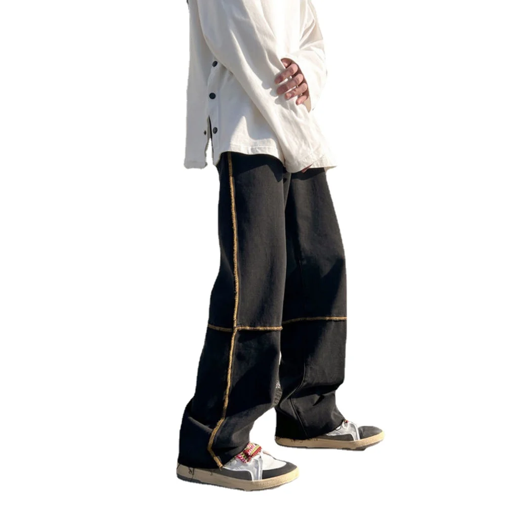 Jeans men Patchwork Cool Trendy Unisex Streetwear Retro Korean Style Teens Young Loose Casual Hip Hop Ins male baggy pants