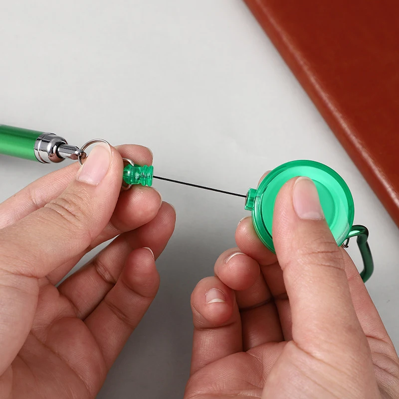 Buckle Ring Lanyard Stationery Retractable Key Chain Ballpoint Pen Neutral Easy Pull Buckle Writing Tools