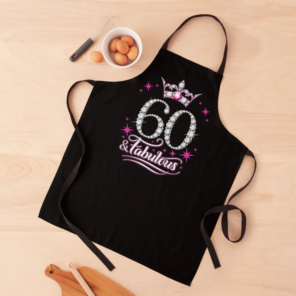 60th Birthday. 60 and Fabulous ladies, women's Apron painting Beauty Kitchens For Men esthetician Apron