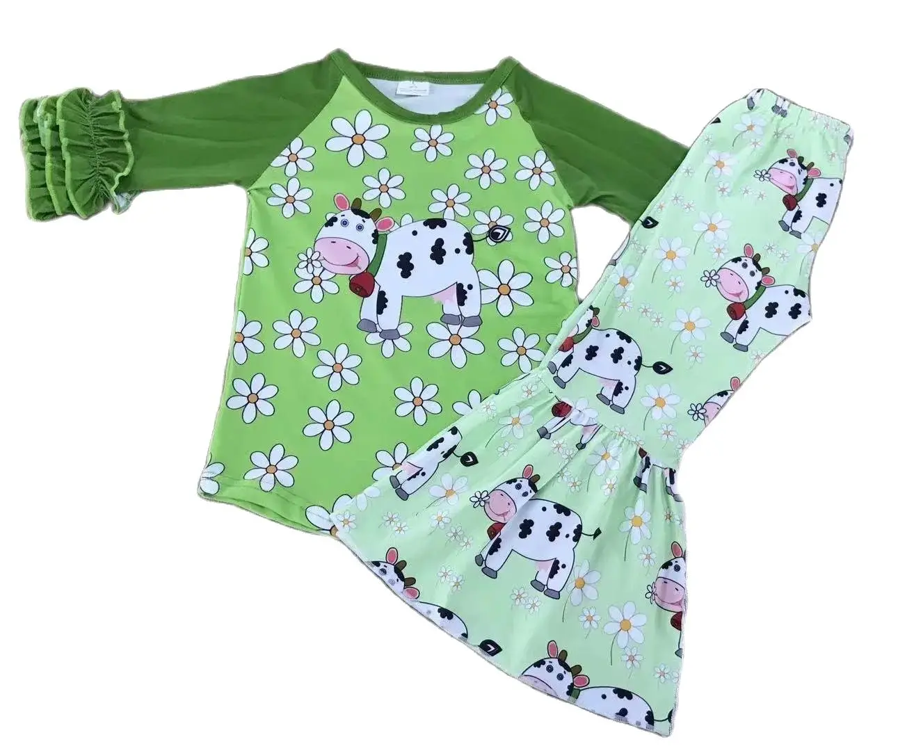 Conjunto longo de algodão infantil, vestido de bebê mais calças, roupas infantis, 0-16 anos, outono