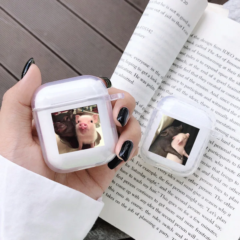 

Couples Cartoon Cute Pig Transparent Soft silicone Cases For iPhone Airpods Charging Box For AirPods 1 2 3 4 Pro2 Fundas Coque