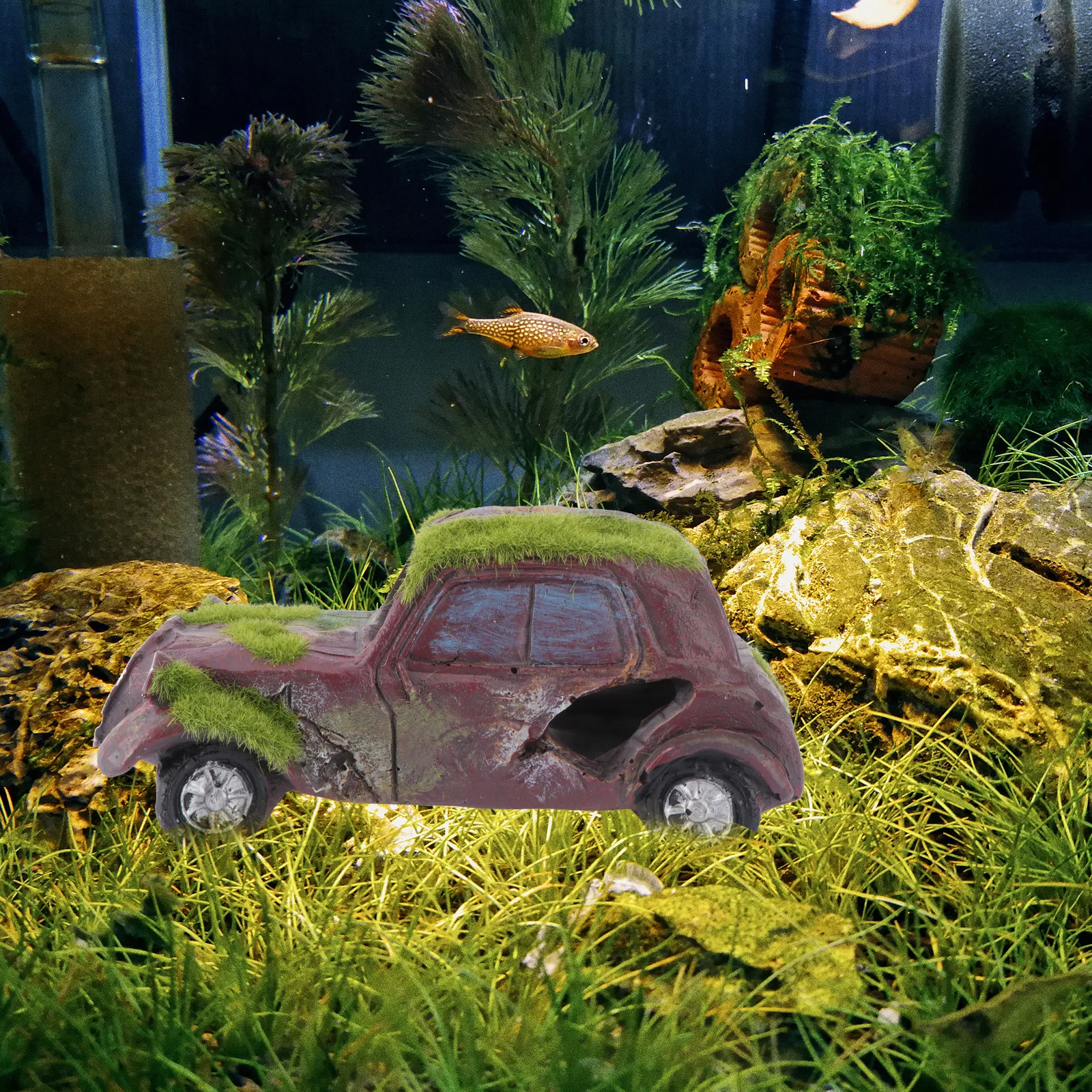 

Aquarium Ornament Fish Tank Decor Imitation Old Car Resin Eco-Friendly Natural Environment Aquarium Fish Tank Ornament