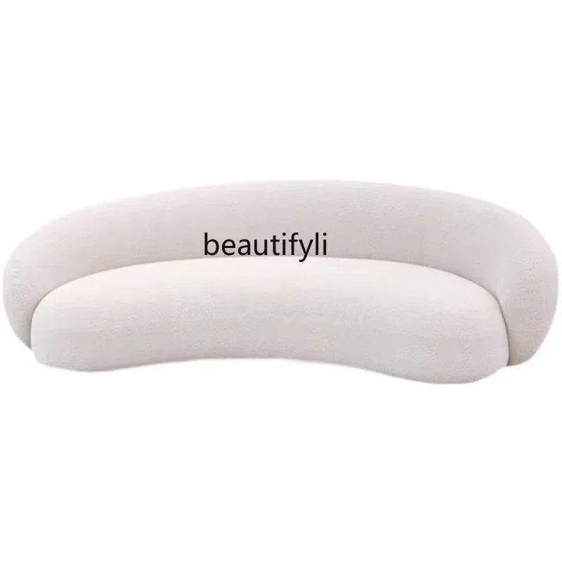 25LDFabric Minimalist Designer Living Room Arc Cashew Sofa Beauty Salon Lambswool Sofa