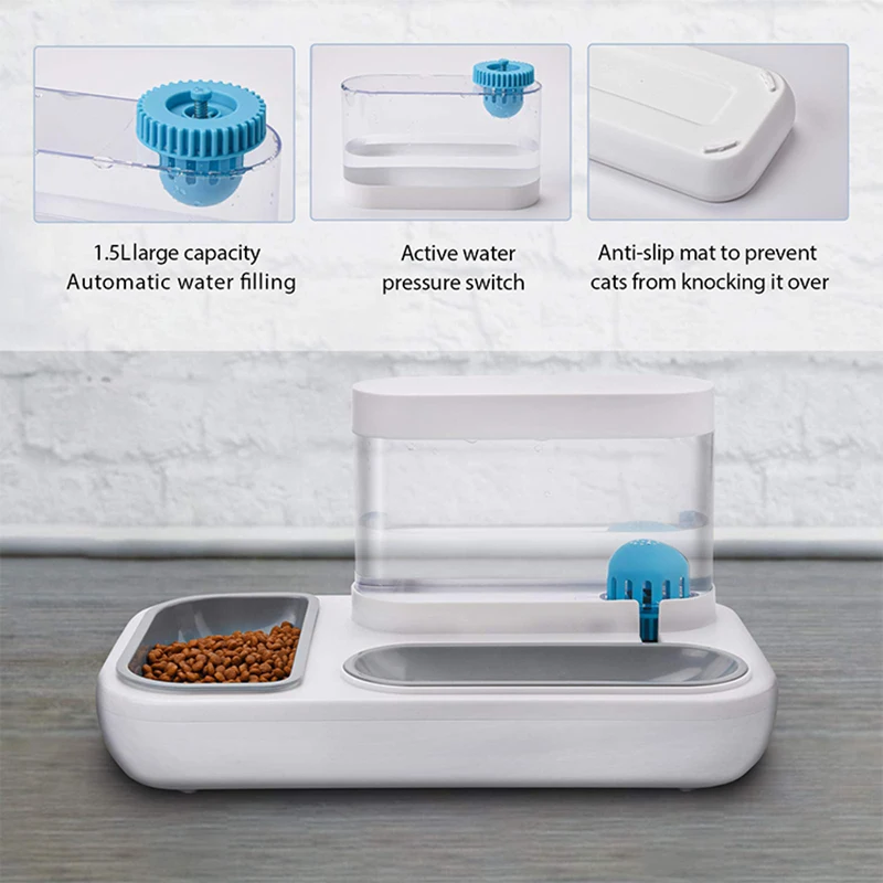 Transparent Pet Cat Feeder Bowl Dual-Use Automatic Food Drinking Fountain Transparent 3L Capacity Puppy Feeding Waterer