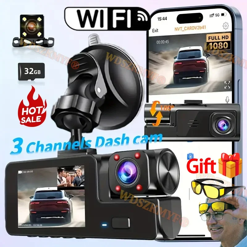 

2/3 Channel Dash Cam for Cars Camera WIFI Car DVR 1080P Video Recorder Front inside Rear View Camera Black Box Car Assecories