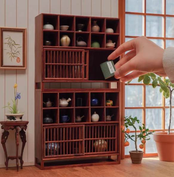 Dollhouse Miniature Wooden Display Cupboard Bookcase Cabinet TV Cabinet Wooden Furniture Storage Cabinet Doll House Decor