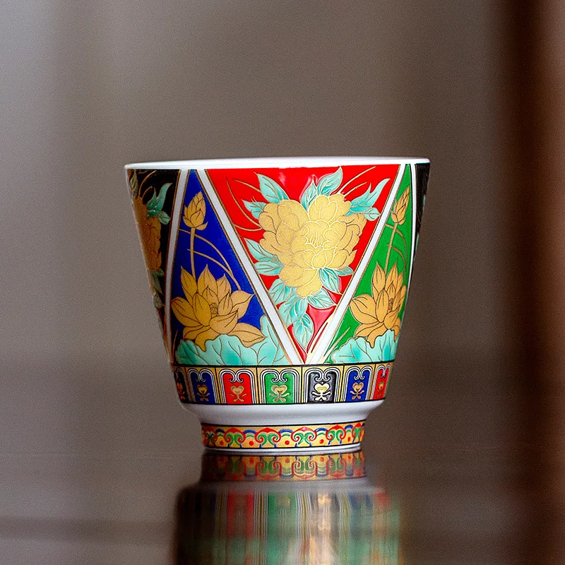 Enamel Painted Master Tea Cup Tall for Kung Fu Tea Tasting Premium Light Luxury Imperial Style Gift for Home Office Chinese tea