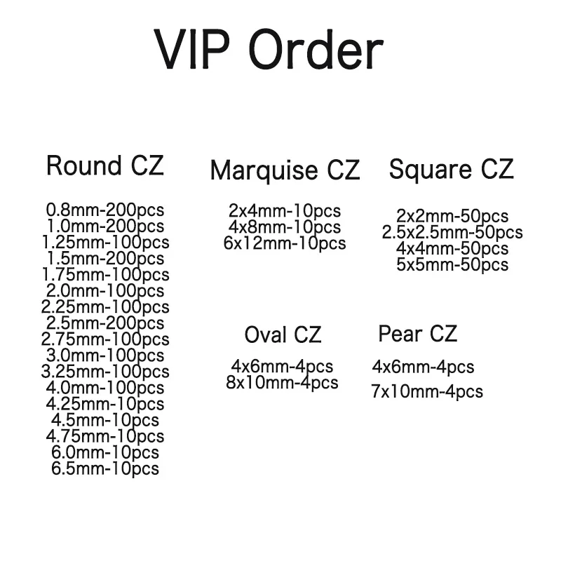 

VIP Link For AAAAA Brilliant White Cubic Zirconia Stones Loose CZ Gems For Jewelry DIY Making