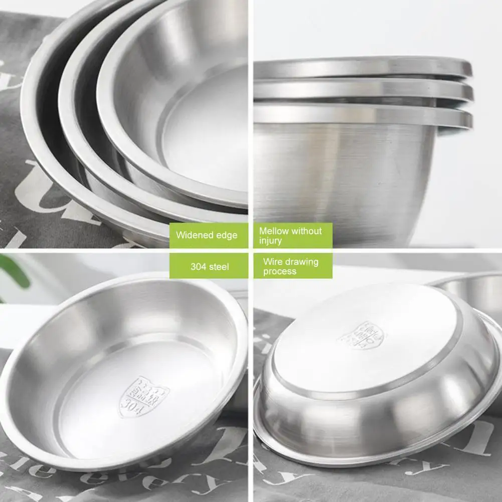 Stainless Steel Plates Temperature Resistant Matte Texture Multi-functional Space-saving Camping Dinner Plate Dish for Ourdoor