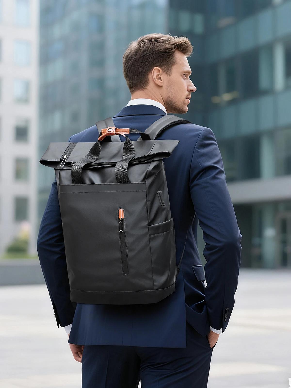 Heroic Knight Reisrugzak voor heren Uitbreidbare College Business-rugzak 15,6 inch laptoptas Outdoor waterdichte wandelrugzak - afbeelding 2