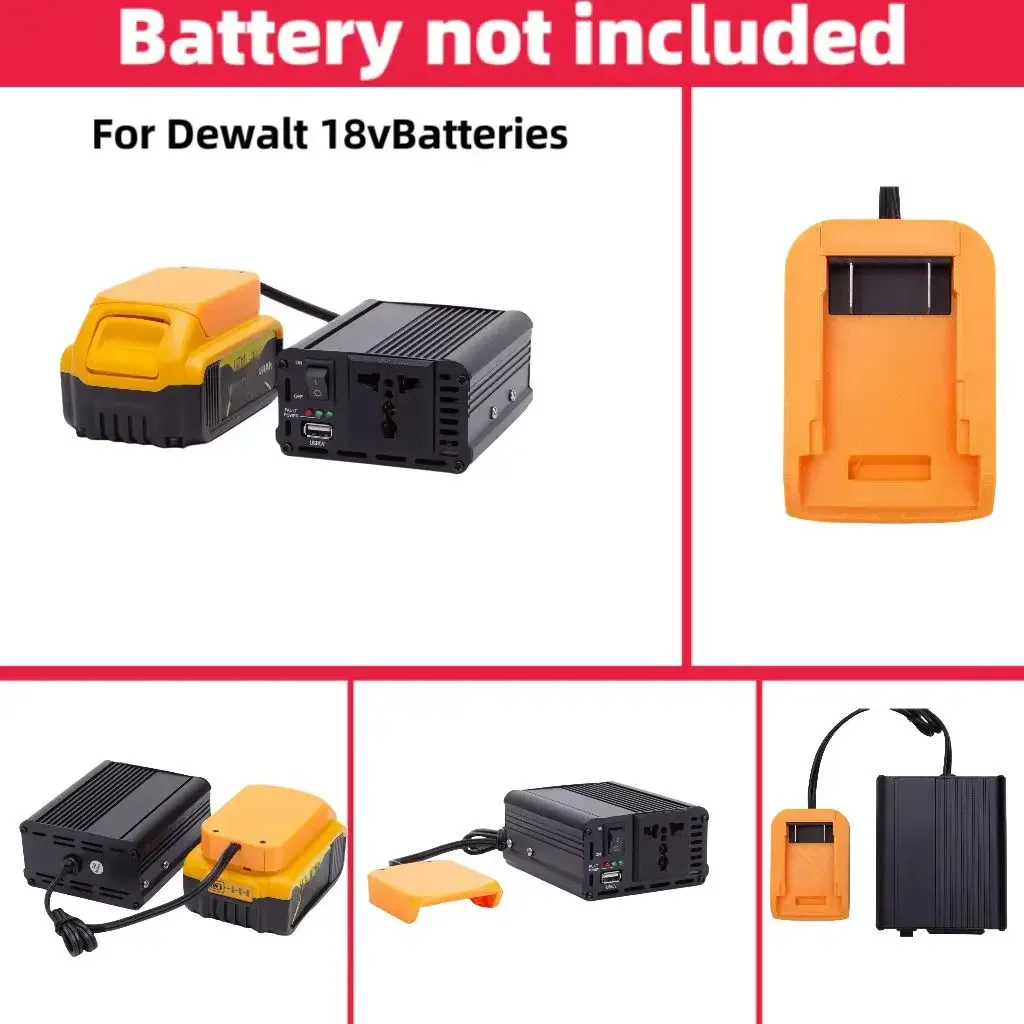 200W Battery Converter Portable Power Inverter  for Dewalt 18V/20VLithium Inverter 18V To 220v AC With USB  Adapter（Tools Only）