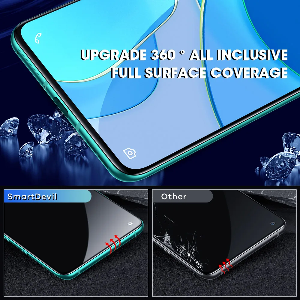 SmartDevil Diamonds Screen Protector for OnePlus 8T 9 9R 7 Explosion-proof HD Full Cover glass Anti-fingerprint 9H Anti Scratch