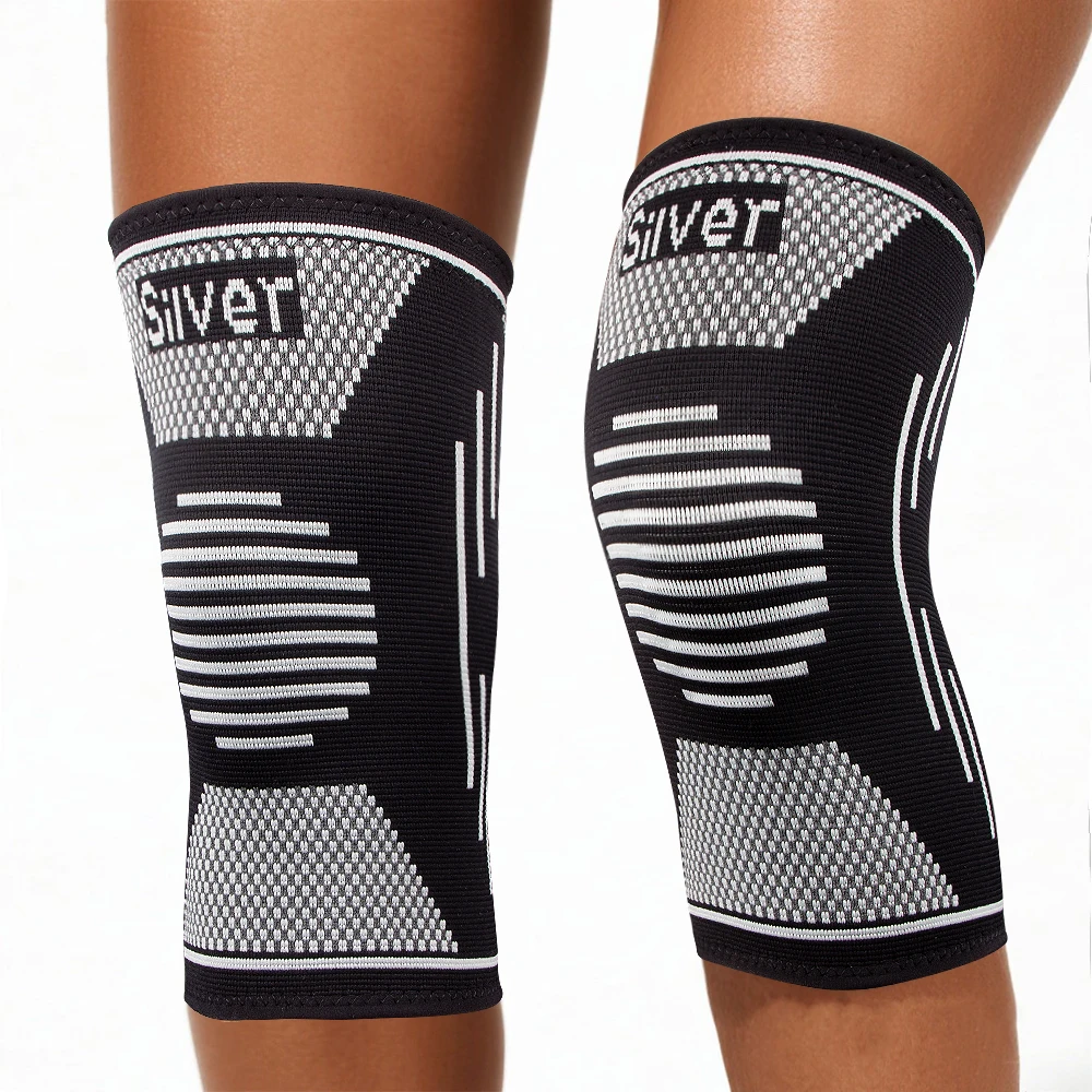 1 Paar Sport-Kniebandage aus Silberfaser, atmungsaktive Knie-Kompressionshülsen für Laufen, Basketball, Fußball, Radfahren, Wandern
