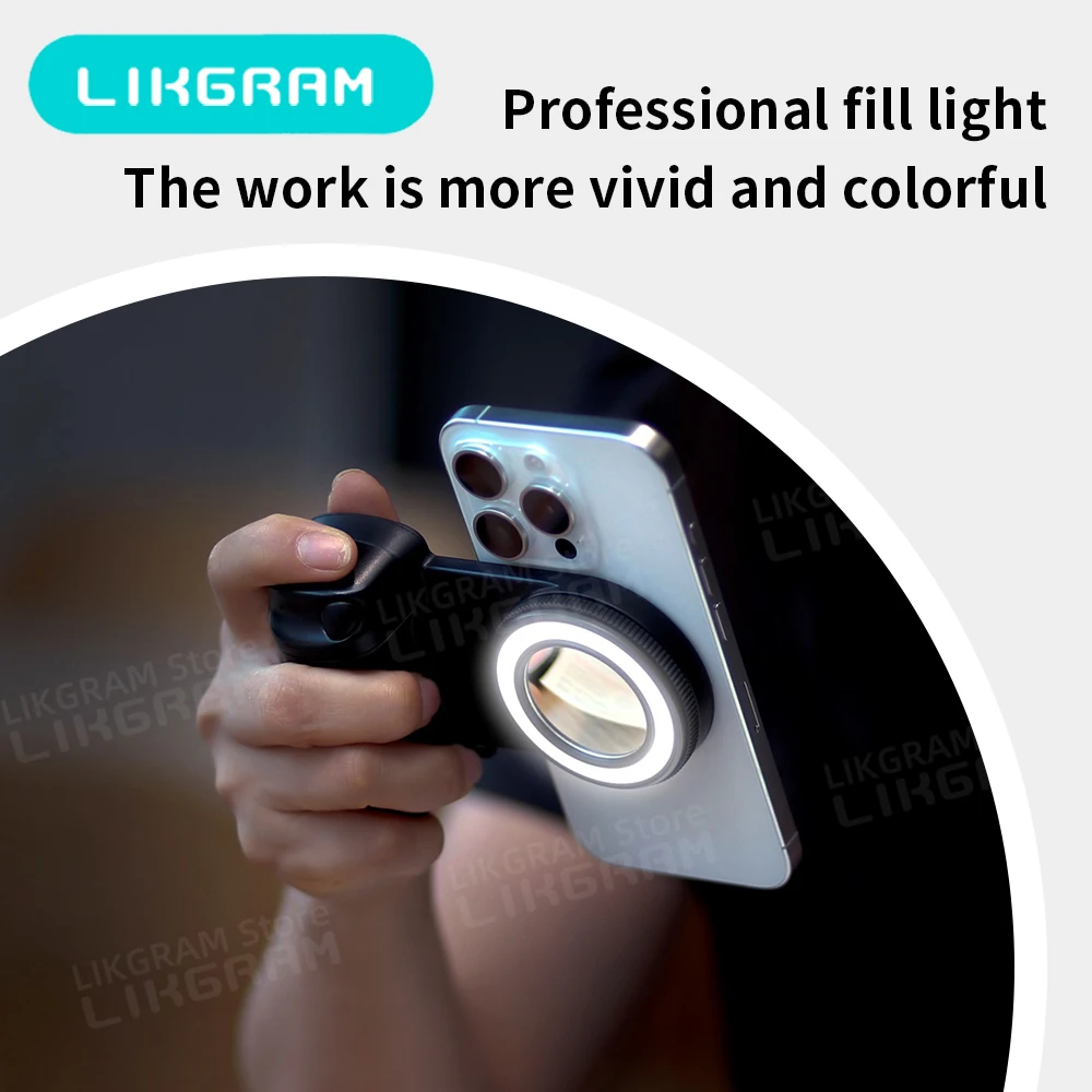 LIKGRAM สําหรับโทรศัพท์ Magsafe เติมแสงบลูทูธชัตเตอร์กล้อง Grip selfie Stabilizer สกรู 1/4"
