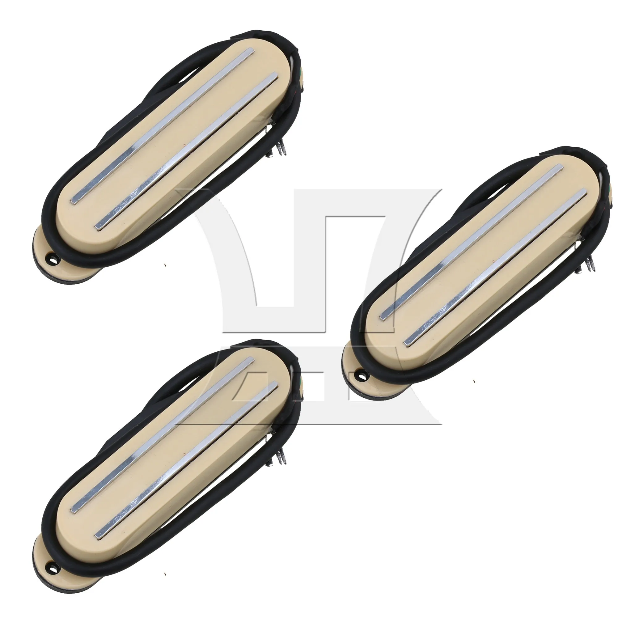 3 قطع من أسلاك السكك الحديدية المزدوجة لاقط مغناطيسي للجيتار الكهربائي بلون كريمي #2