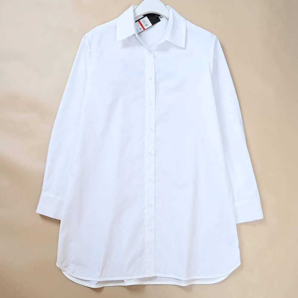 เสื้อเชิ้ตผ้าฝ้ายทรงหลวม แขนยาว สไตล์ลำลอง สำหรับผู้หญิง ความยาวปานกลาง ติดกระดุม ระบายอากาศได้ดี สวมใส่สบาย แบรนด์ K รุ่นใหม่