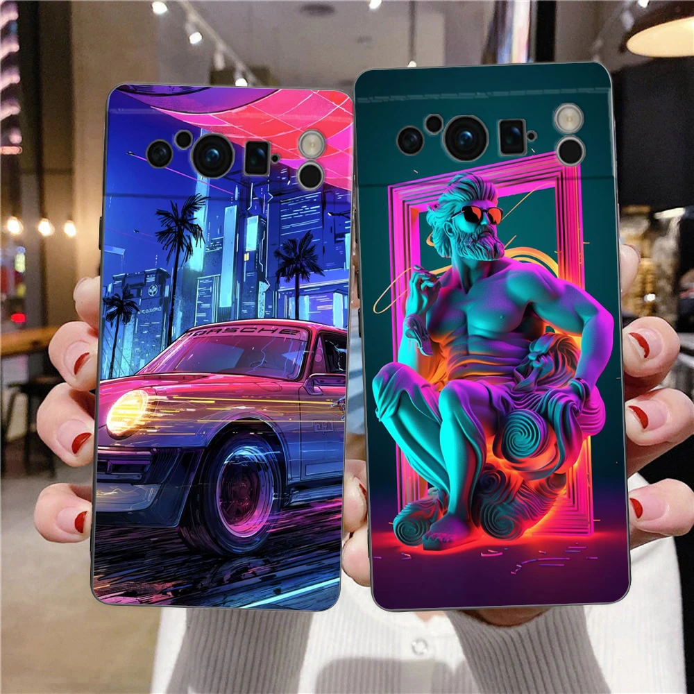 Synthwave Retro Phone Case Cover for Google Pixel 8 7 6 7A 6A Pro 5G Shockproof Silicone Soft 9 Pro XL 8 Pro 5G Shell Coque Capa