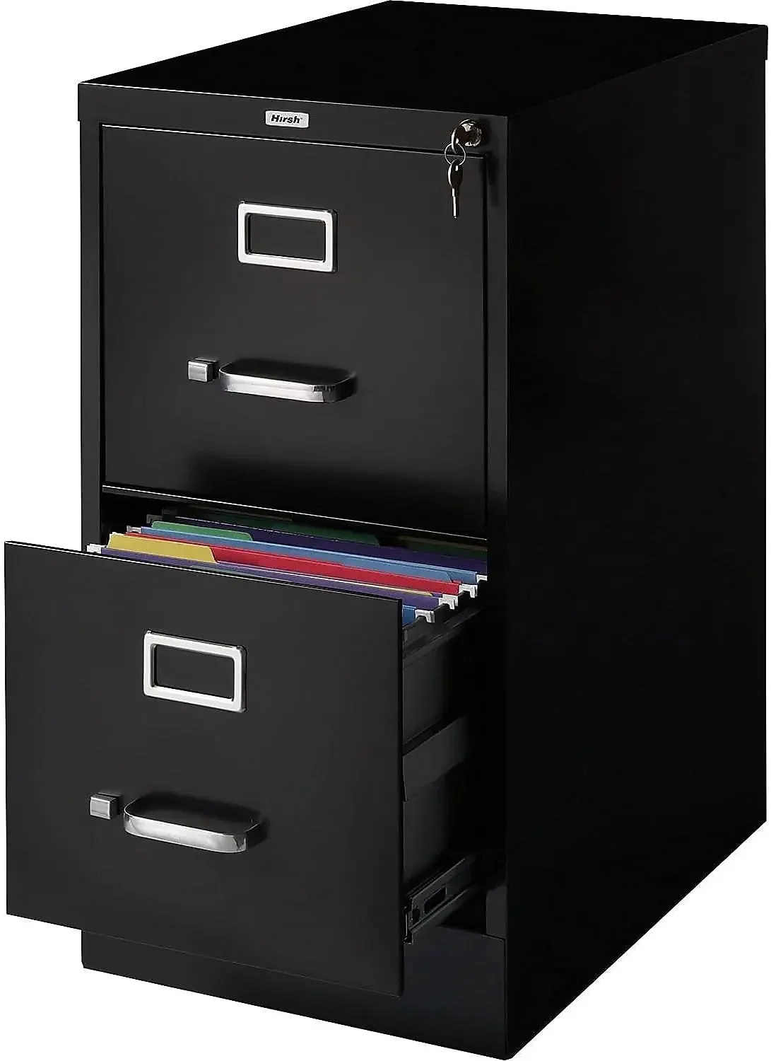 2-Drawer Vertical File Cabinet Locking Letter Black 22-Inch D