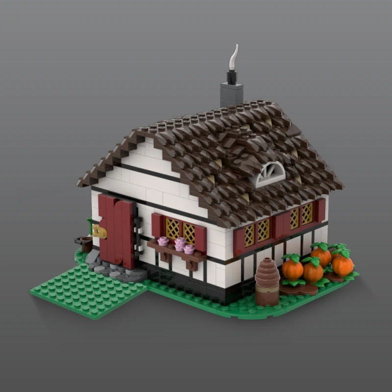 MOC Old Medieval Farmhouse Manor Model Building Blocks Medieval Architecture Series Assembled Brick Toy Gift for Children