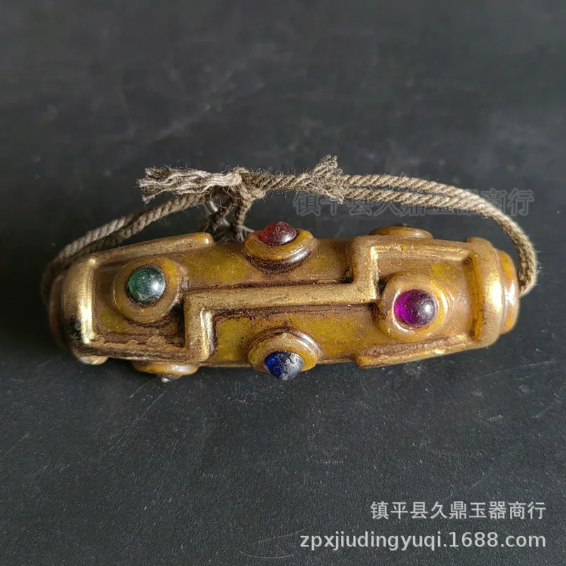 Antique-Style Large Inlaid Dzi Bead Jade Pendant Handling And Appreciation