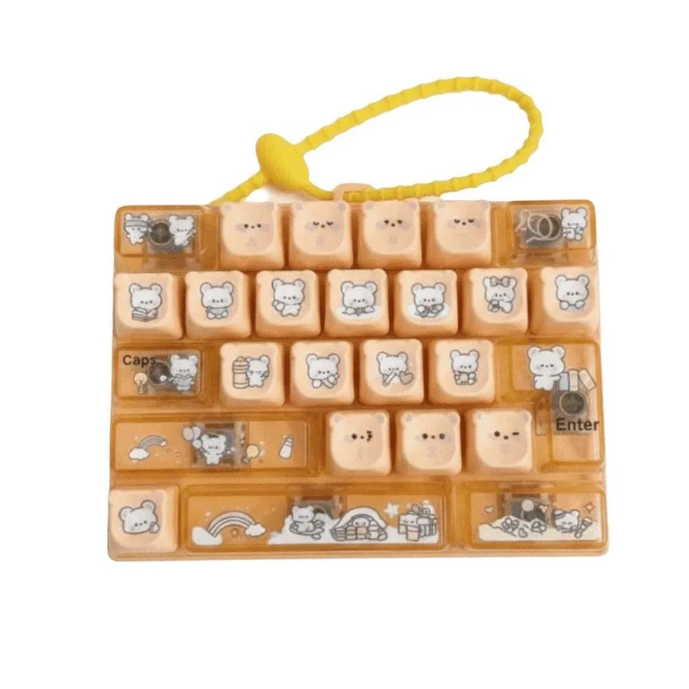 26 Mechanical Keys Keyboard Fidget Rainbow Smooth Clicky Mini Mechanical Keypad Bright Colors Cartoon Bear