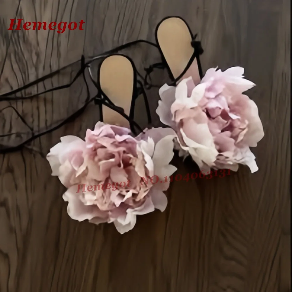 

Pink Flower Strappy Sandals Open Toe Stiletto High Heels Lace-Up Women's Sandals Cross Tied Slingback Party Shoes Luxury 2026