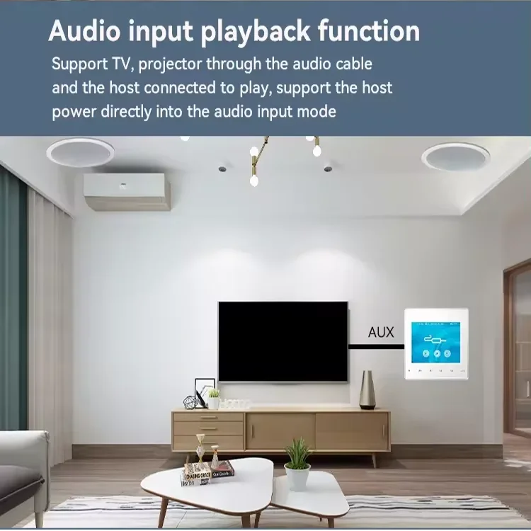 Home Bluetooth Wall Amplifier Background Music Host Control System Mini Touch Key Ceiling Speaker Audio Panel U Disk And TF Card