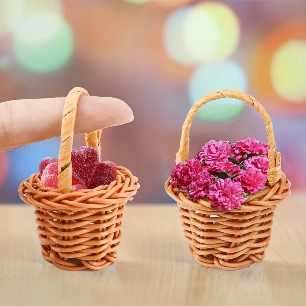 New Beautiful Handmade Flower Storage Basket Hand-Woven Round Shape Wicker Flower Basket Storage Baskets For Plant Home Wedding
