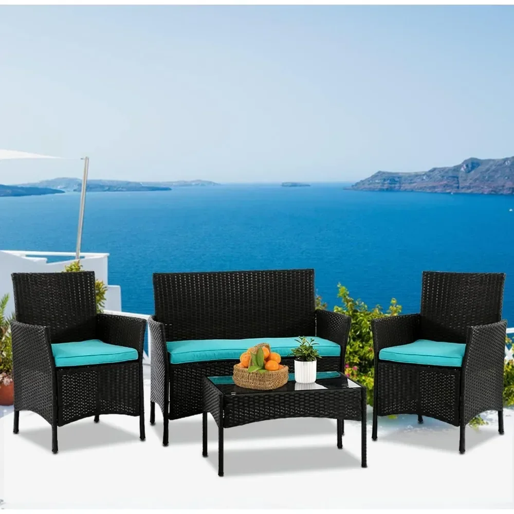 

Wicker Patio Furniture Set Conversation Chairs with Table, Outdoor Rattan Patio Set for Balcony Backyard Front Porch