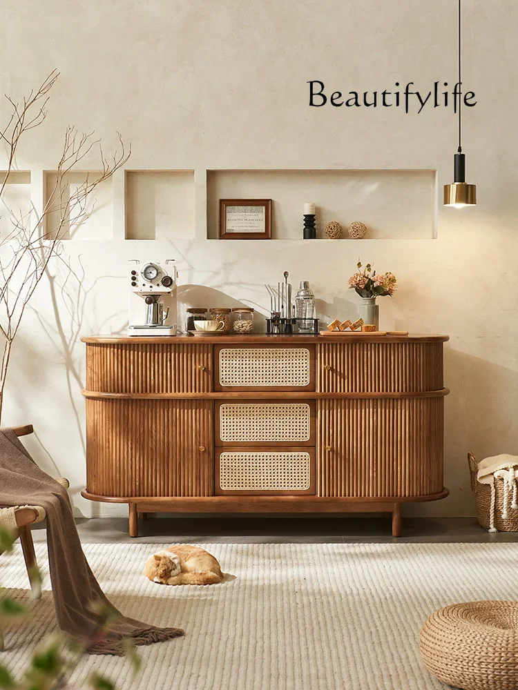 

vV Nordic medieval style solid wood locker household small apartment rattan porch decorative cabinet