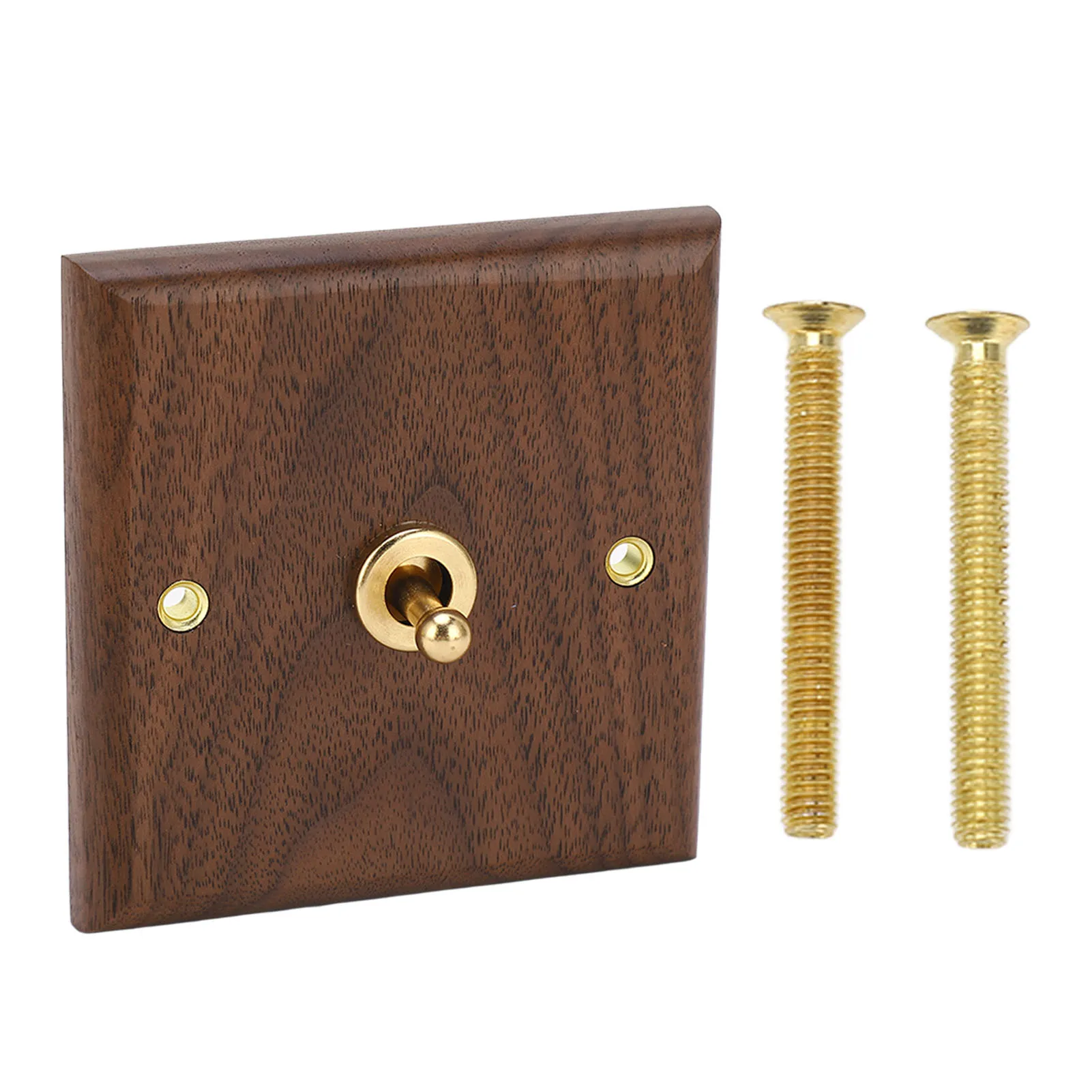 250V Single or Double Toggle Switch Retro Walnut Wood Wall Mount Panel with Brass Screw 50HZ