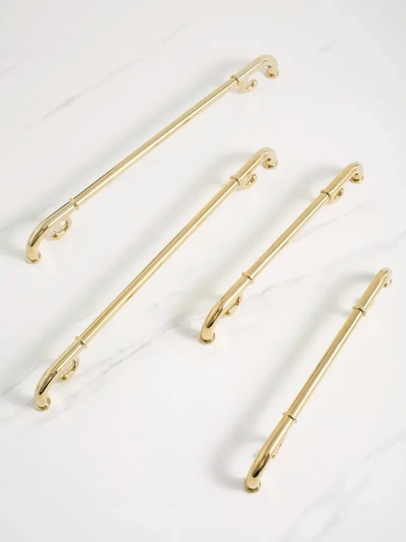 

Современные ручки для шкафов в спальню, из цельной латуни, золотые, для кухонных шкафов, ящиков, дверей, мебельная фурнитура