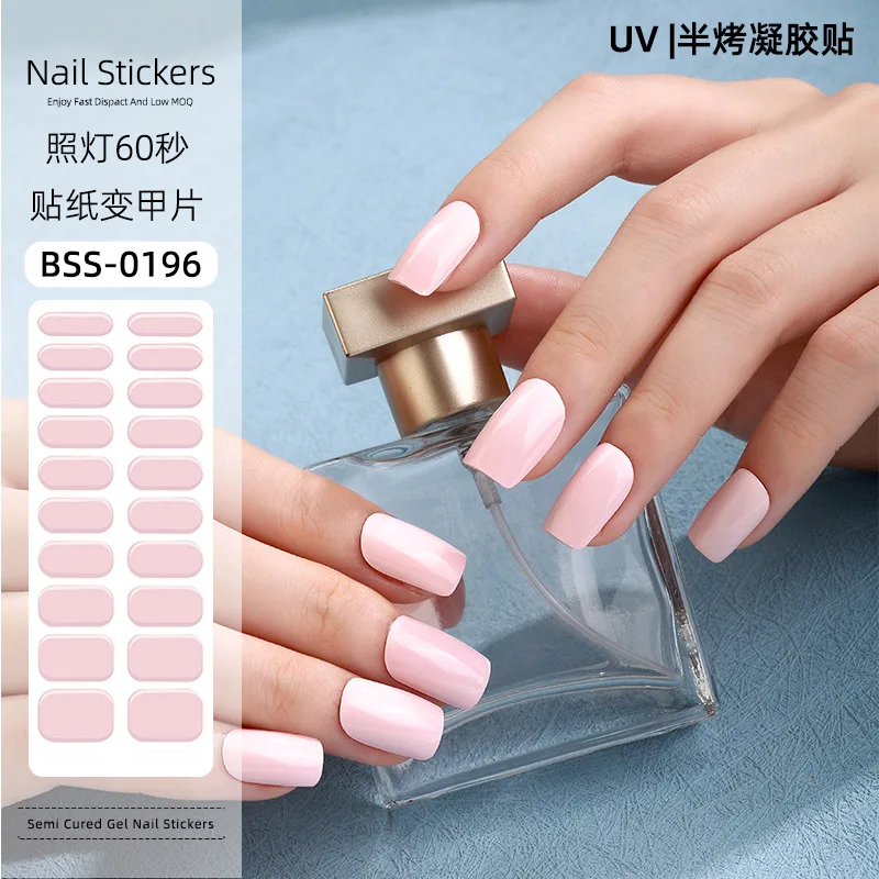 20 Tips Semi Uitgeharde Makaron Effen Kleur Nail Decals Manicure Decor voor UV LED Lamp Mode Gel Nail Sticker nail Art Decoraties