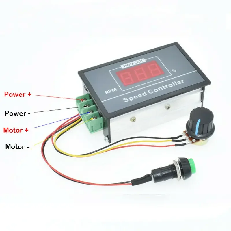 30A DC 6V-60V 12V 24V 48V Digital LED Display PWM DC Motor Controller Speed Regulator 0~100% Adjustable Control Governor