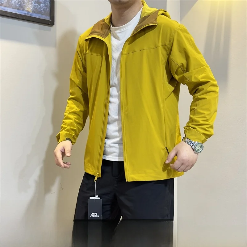 

Dingli Mou Lightweight Qui Dry Thin Soft ell Jaet Outdoor Men's Faionable Stand Fit Long Sve Hooded Coat