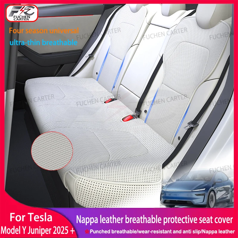 

For Tesla Model Y Juniper 2025+ Nappa leather Seat Cushion Breathability Comfortable at all seasons car seat cover accessories