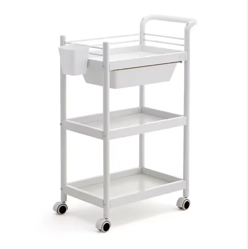 Hot-Sale Foldable Metal Beauty Salon Trolley Modern Style Hand Cart with Wheels for Hairdressing for Home Hotel Gym Bathroom Use