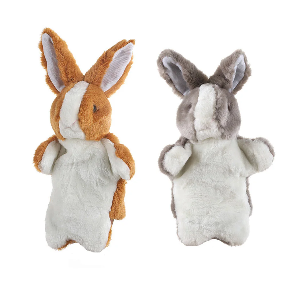 

2 Pcs Filling Plush Rabbit Hand Puppet Child Stuffed Animals for Kids Toy Short