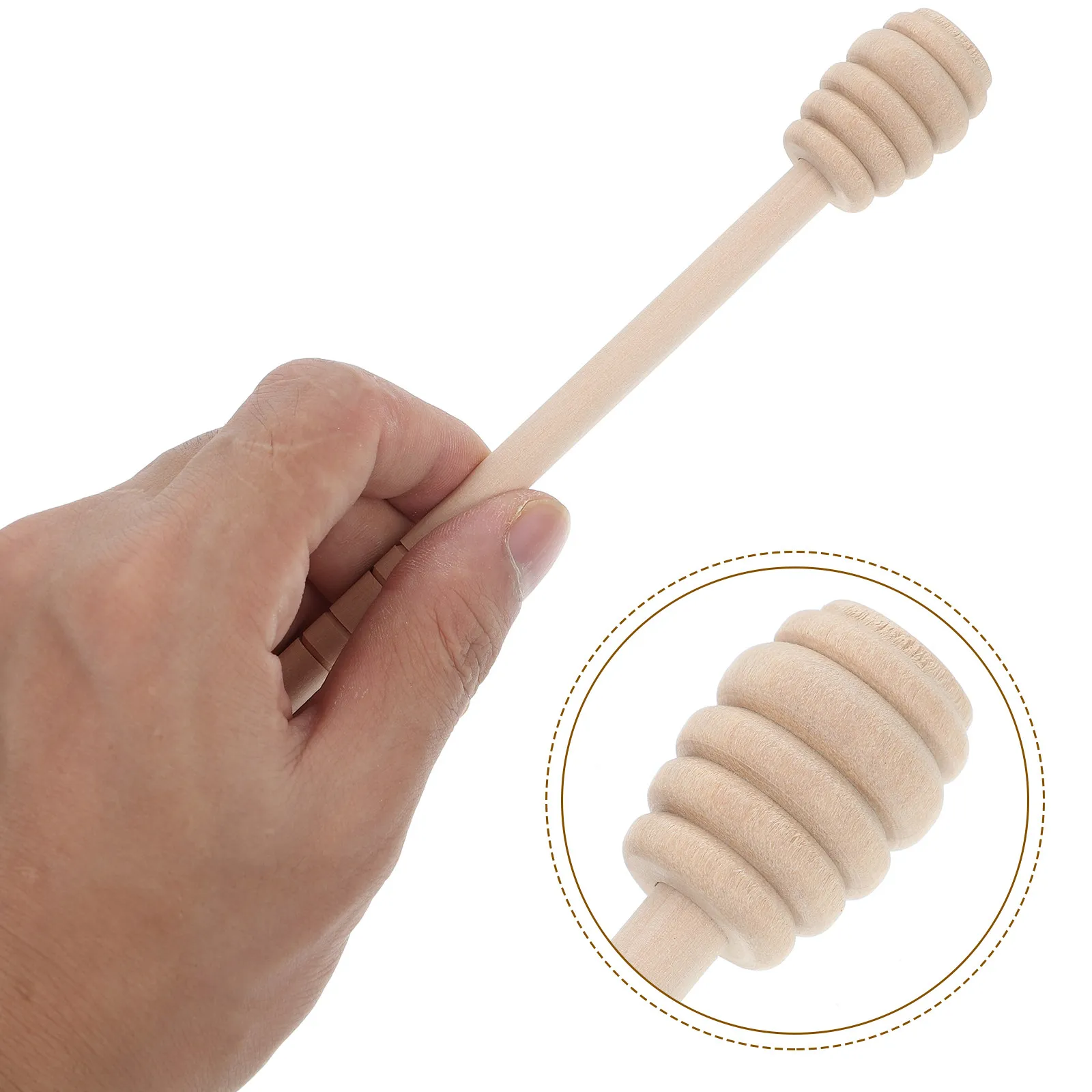 5Pcs Natural Wood Honey Dipper Stirring Spoon with Spiral Tip for Easy Honey Extraction No Lacquer No Glue Dishwasher Safe