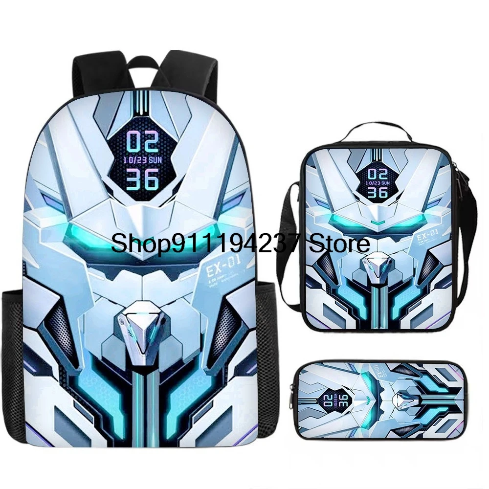 3D Classic Popular Mechanical Style 3pcs/Set Student School Bags Laptop Daypack Backpack Crossbody Lunch Bag Pencil Case