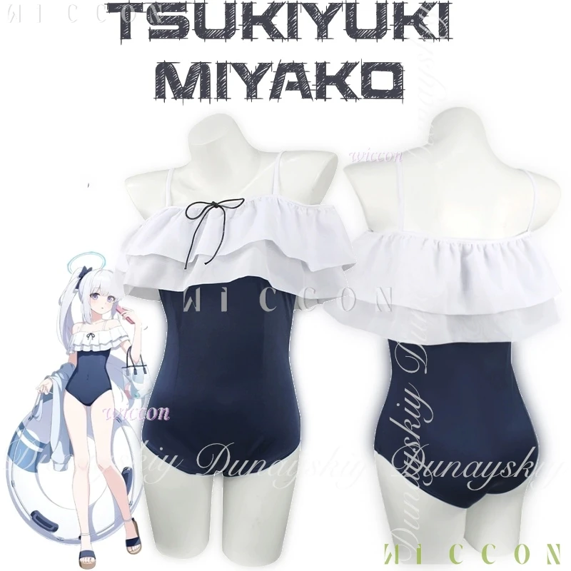 Halloween Costume Blue Archive Game Tsukiyuki Miyako Cosplay The RABBIT1 With The Dark Swimsuit With Carnival Outfit Adulto
