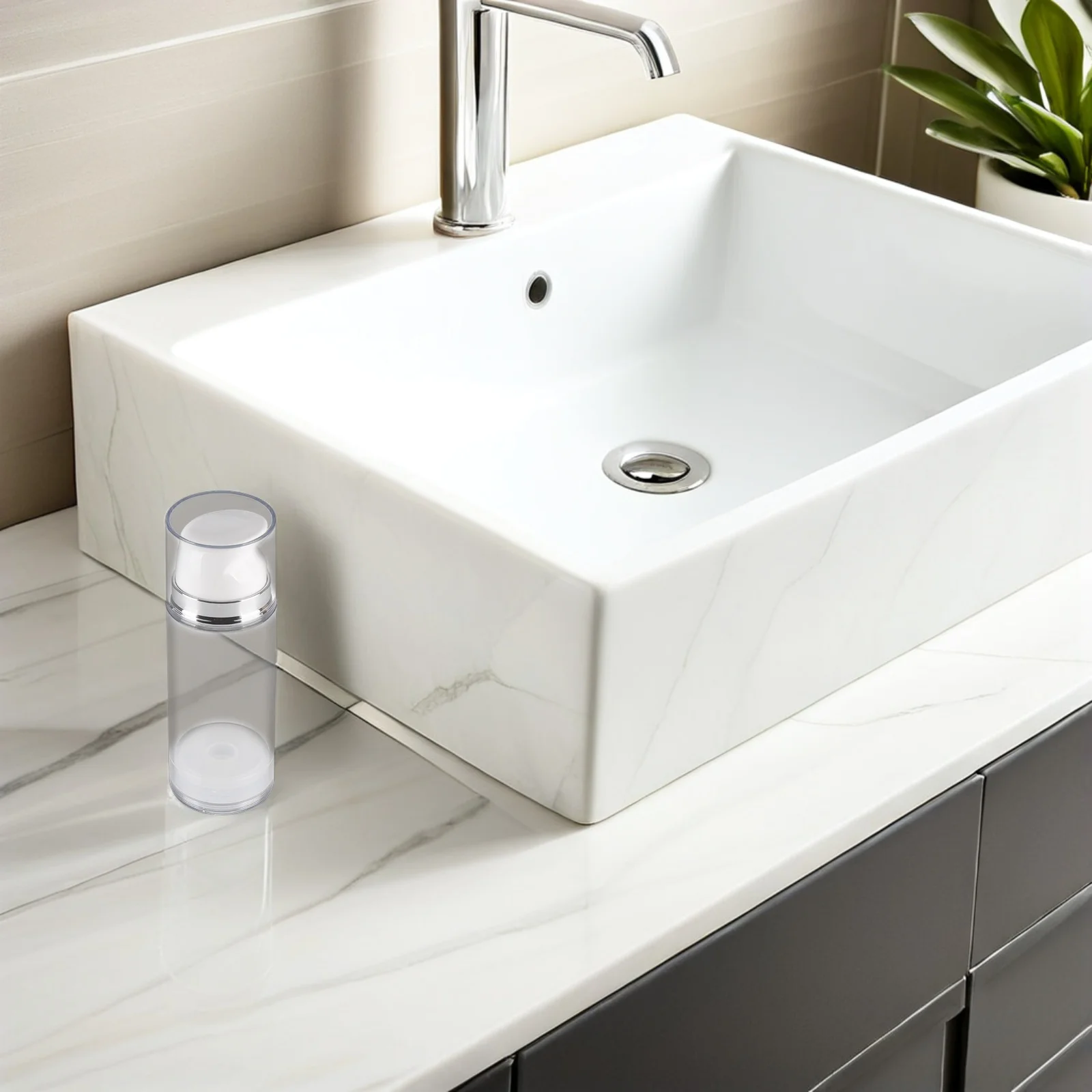 

2Pcs Airless Pump Bottle Refillable Travel Lotion Dispenser Portable Container Empty Vacuum Cream Pump Bottles