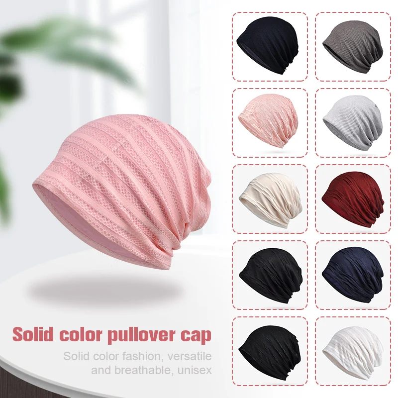 Summer Slouchy Beanie Hat Women Thin Lace Cotton Beanie Sleeping Cap Cancer Chemo Cap Turban Headwear Night Cap