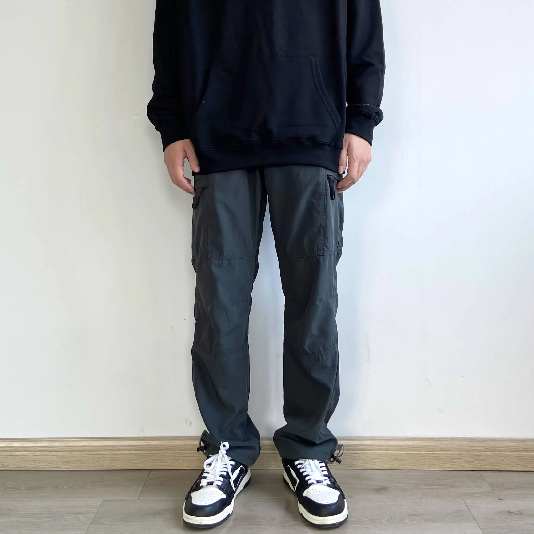 

Autumn Men's Loose Fit Fce Lined Spor Casual Pants High Waist Straight Leg Long Trousers for Youth And Middle-aged