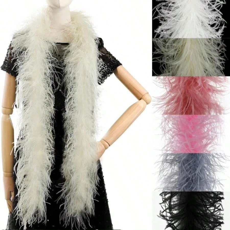 

2-метровая шаль Боа из белых страусиных перьев, 2-15 слоев, пушистая отделка страуса, костюм Боа с перьями для украшения свадебного платья