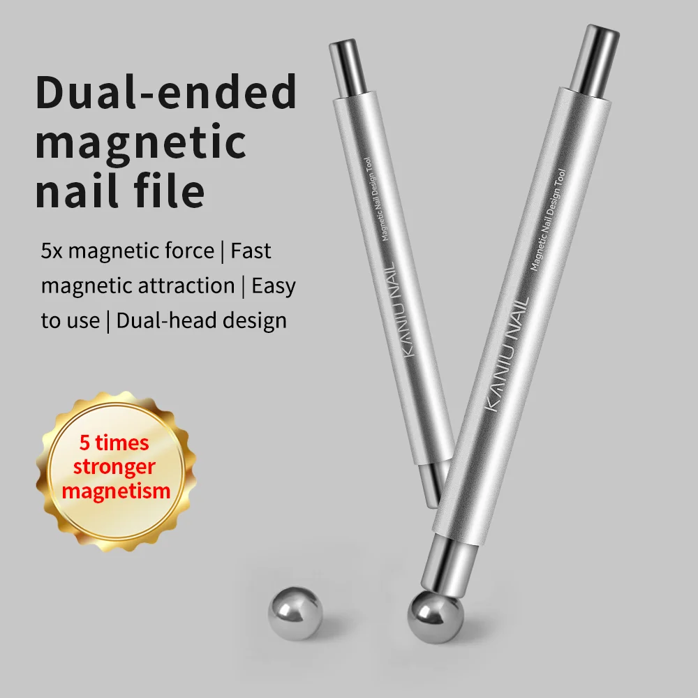 Double Head Cat Eye Magnet Stick Gold Silver Cylindrical Nail Art Tool for UV/LED Gel Polish,Manicure Design Magic Wand