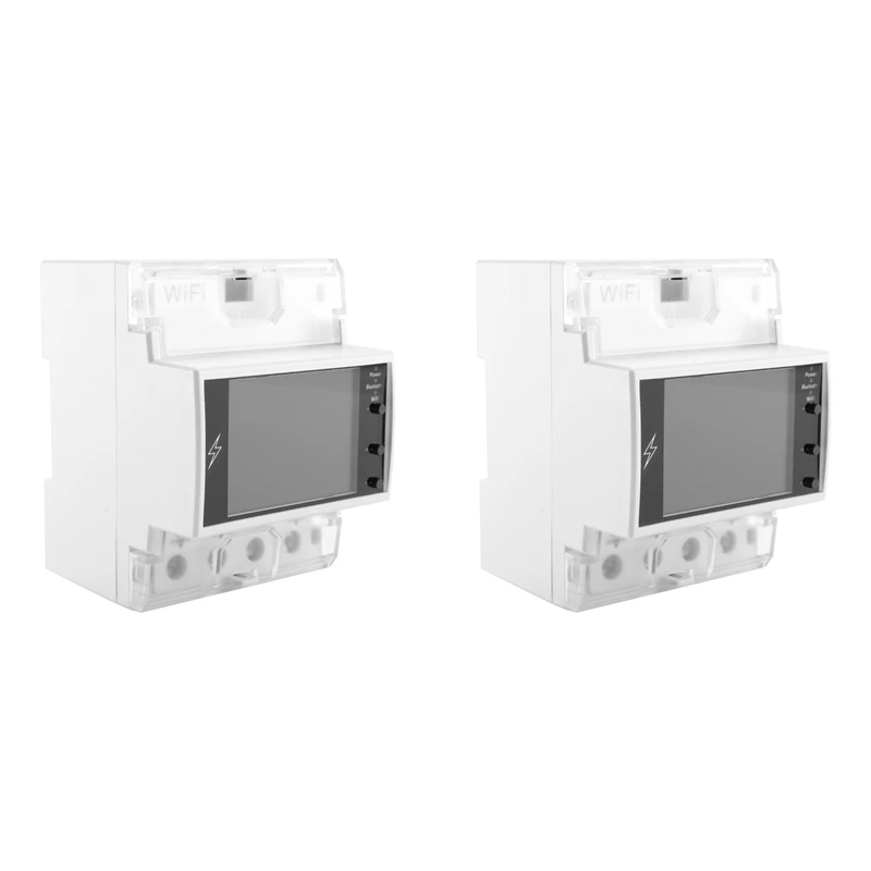 2x At4pw 100a Tuya Wifi Din Rail Slimme Meter Ac 220V 110V Digitale Energiemeter Voltage Elektrische Vermogensmonitor