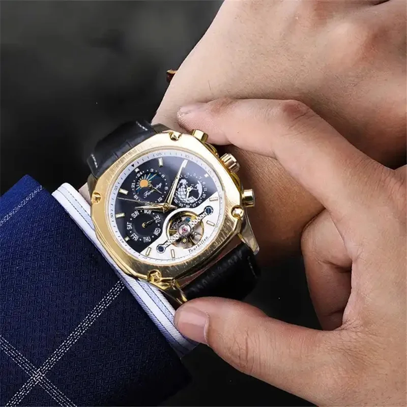 FORSINING 338L Brand Luxury Watch Youth Week Business Fashion Skeleton Automatic Mechanical Watches For Men Waterproof Clock