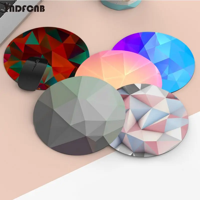 Stereo Geometric Figure Mousepad Round Custom Skin Desktop Desk Mat Kawaii Gaming Accessories Pad Mouse Pad For PC Mouse Carpet