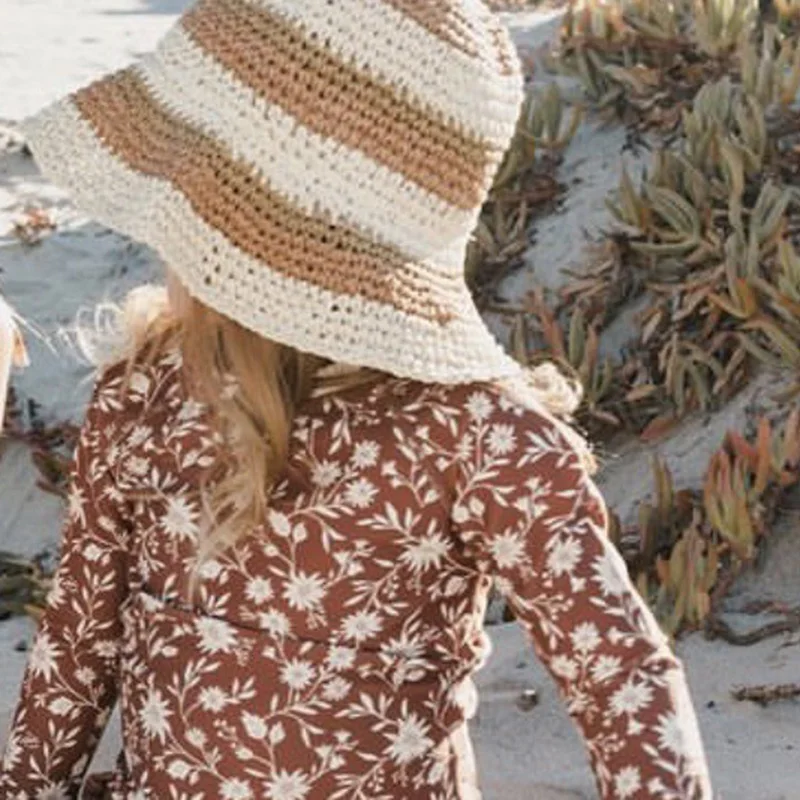 Traje de baño de manga larga para niñas, bañador Floral a rayas, traje de baño para niños de 1 a 12 años, ropa caliente informal